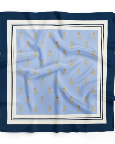 Apaszka jedwabna Milanówek monogram 70x70 cm