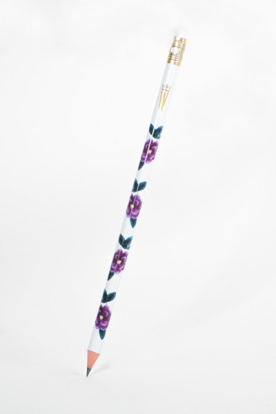 Wawelski ołówek z motywem kwiatów biały