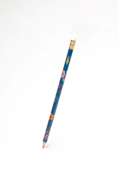 Wawelski ołówek z motywem kwiatów granatowy