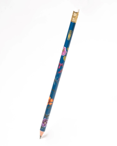 Wawelski ołówek z motywem kwiatów granatowy