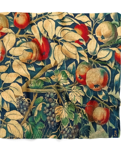 Apaszka jedwabna Milanówek owoce biała 70x70 cm